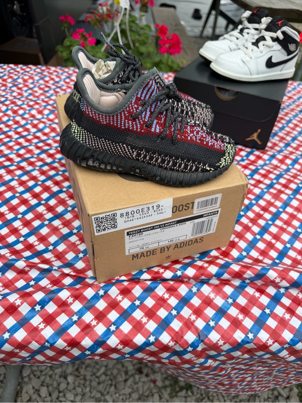 adidas Kids Black & Red Multicolor Knit Sneakers